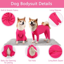 Recovery Suit for Dogs Female Spay Dog Onesie for Surgery Female Surgical Suit Male Neuter Dog Anti Shedding Suit Dog Body Suits After Surgery Pink/X-Large
