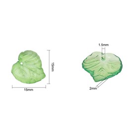 100 Pieces Green Leaf Bead Charms with Hole Jewelry Making, Acrylic Transparent Leaf Pendants Charm for Earring Necklace Bracelet Jewelry Making and Craft, 1.5x1.5x0.2cm/0.6x0.6x0.08inches, Acrylic,
