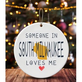 Family Christmas Ornament South Milwaukee WI Wisconsin Someone in Loves Me Houswarming Keepsake Souvenirs Bulk Long Distance Ornament 2024