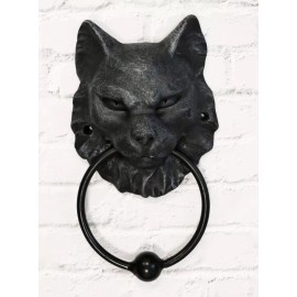 Mystical Cheshire Cat Gargoyle Door Knocker 7.25"Tall Resin Figurine Door Plaque