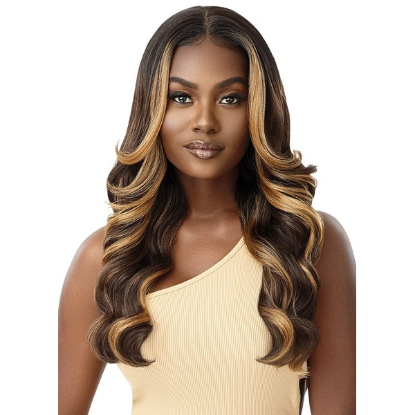 Outre Synthetic HD Transparent Lace Front Wig - OCEANE (Color:DRFF HONEY CREAM)