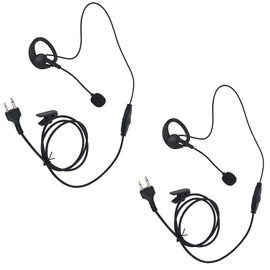 Pdflie Over The Ear Boom Mic Headset Ear-Clip Two Way Radio Earpiece AVPH1 Ear Piece Compatible with Midland X-TRA Talker GXT Walkie Talkies(2 Pack,Wired,Black)