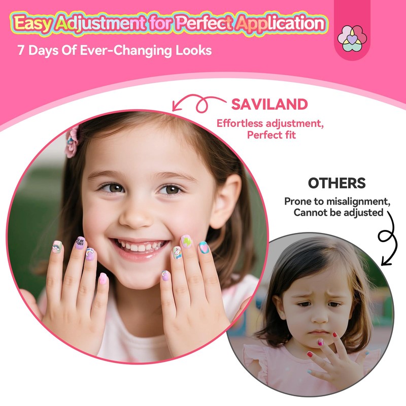 SAVILAND 168 Stück Press on Nails für Kinder: 7er Pack