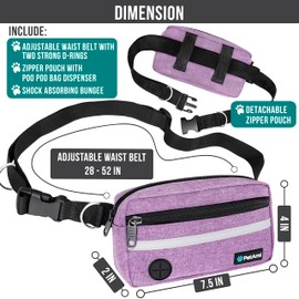 PetAmi Hands Free Dog Leash, Dog Running Leash Belt for Walking Jogging, Dog Waist Zipper Pouch Fanny Pack with Poop Bag Dispenser, Dual Padded Handle Bungee Leash for Small Medium Large Dogs, Single