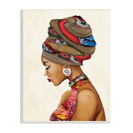 Stupell Industries Woman Wearing Traditional African Fashion Headwrap, Designed by Gina Ritter Wall Plaque, Multi-Color
