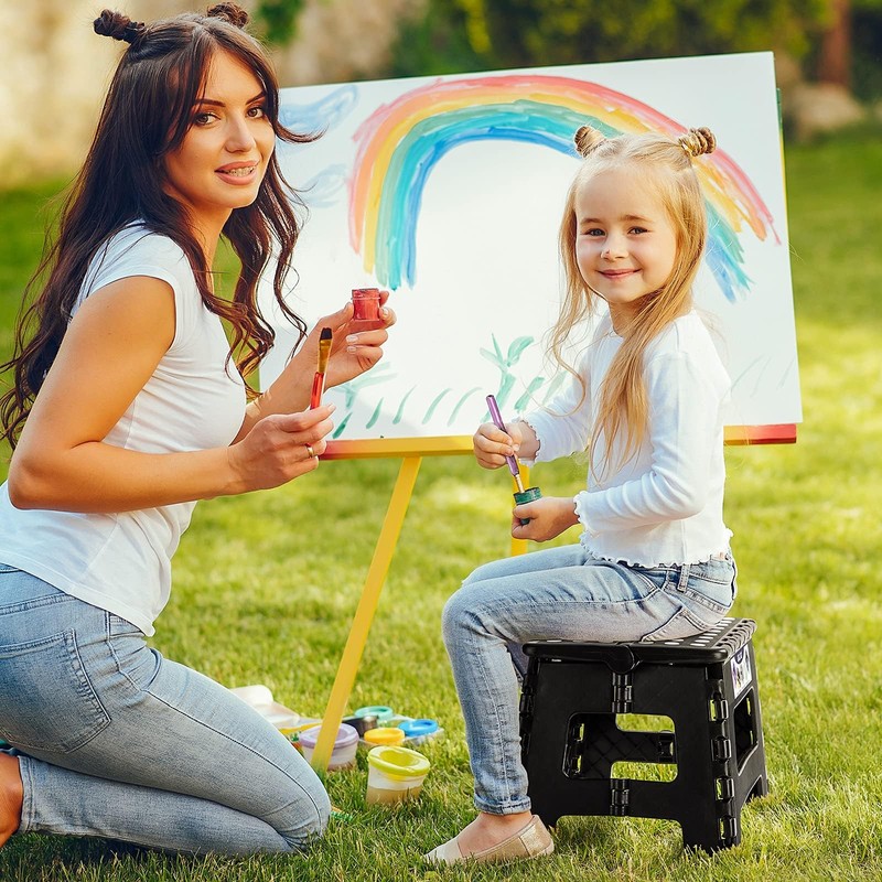 Delxo 9 Inch Folding Step Stool, Black Step Stools for