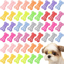 BOYIVI 48 Pieces Hair Clips for Dogs 1 Inch Mini Bone Shaped Snap Pet Hair Barrettes Multicolor Hair Accessories for Dog Cat Puppy Pet