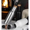 Stainless Steel Water Bottle with Wooden Lid - 3-Piece Set