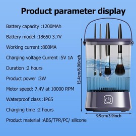 Electric Makeup Brush Cleaner, 1 Box Makeup Brush Cleaner Machine, Beauty Blender Cleaners for Makeup Brush All Size, Travel-friendly Design - Color: Silver, Specification: 1 box