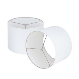 Wellmet White Set of 2 Drum Lampshades, Easy Assembly Required 14" Top x 14" Bottom x 11" High Replacement Lamp Shades, Fabric Lampshades for Table Lamps Floor Lamps, Metal Spider Fitter