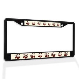 Metal Insert License Plate Frame Giant Panda Wild Bears Lover Weatherproof Car Accessories Black 2 Holes Solid Insert