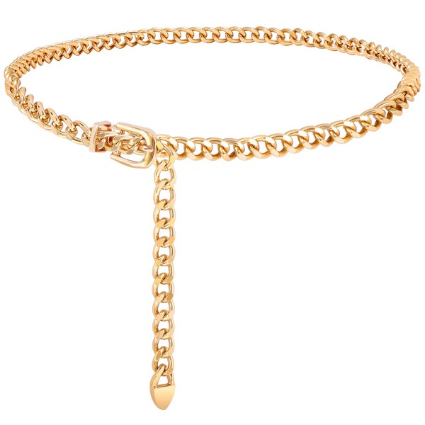 WHIPPY Waist Chain Belt Women Girls Adjustable Weave Body Link Belts for Jeans Dresses Gold M