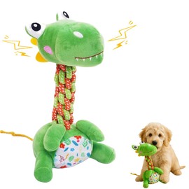 PandySarp Tough Dinosaur Rope Plush Dog Toy with Squeaker - Durable Chew & Tug Toy for Small and Medium Dogs, Teeth Cleaning & Anxiety Relief Interactive Pet Gift