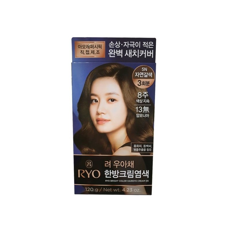 려 우아채 멋내기새치크림 자연갈색 Ryo Elegant Gray Hair Cover Cream