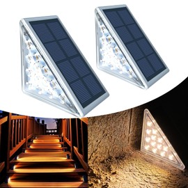 TOTHDATE 2PCS Solar Step Lights Warmwhite Light, Solar Stair Light Outdoor Decking Light IP67 Waterproof for Ground Front Porch Decor Yard Pathway Garden Walkways