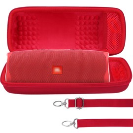 Lebakort Hard Case Compatible with JBL Charge 5 Charge 4 Waterproof Speaker (Red case)