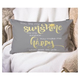 EKOBLA Motivational Phrase Pillow Cover You are My Sunshine Yellow On Gray with Words Cotton Linen Throw Lumber Pillow Case Cushion Cover Home Office Decorative 12x20 Inches
