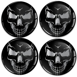 SkinoEu Car Sticker for Hub Caps Hub Caps Hub Cap Wheel Hub Cover Wheel Sticker 68 mm Black Skull A 9268