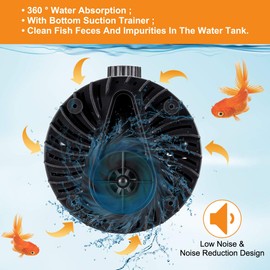 AQQA 265-800 GPH Submersible Aquarium Water Pump with Adjustable Switch, Water Removal and Drainage Sump Cleaning Pump with 2 Nozzles for Pond, Fish Tanks, Hydroponics, Backyard (60W 800GPH)