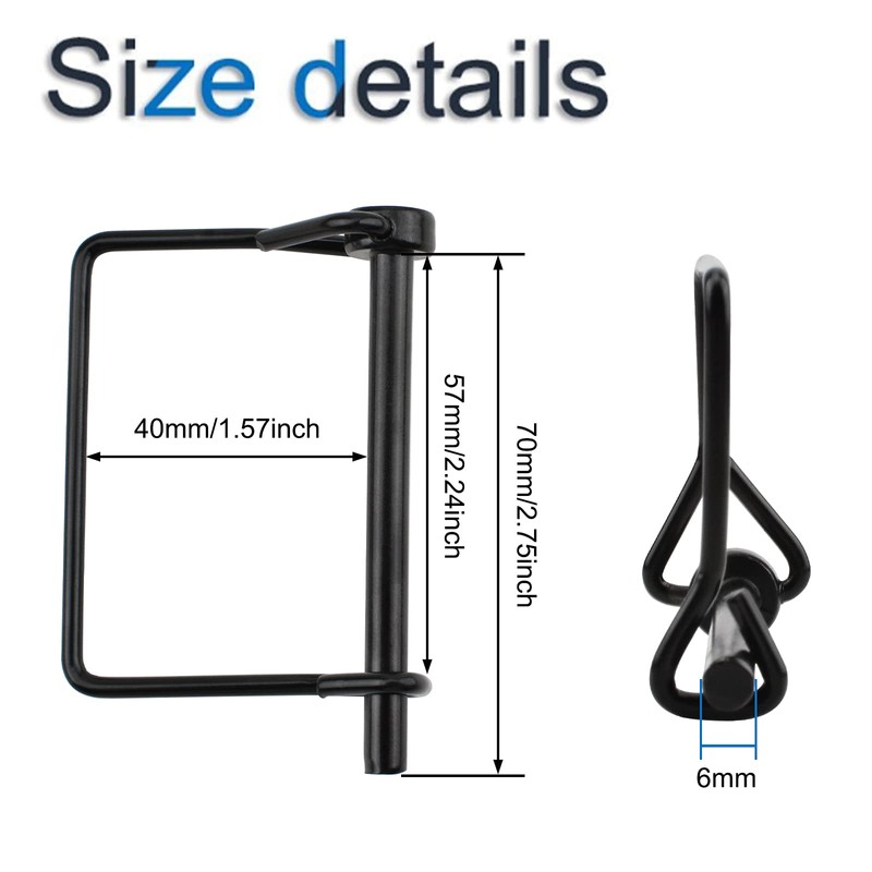 INCREWAY 4 PCS 6mm Carbon Steel Black Quick Release Safety