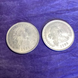 US Coin Reproduction Lot Of Two (2) COPY TOKEN REPRODUCTION *  1795 Liberty Head Silver Tone COPY