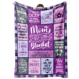 SteadStyle Mothers Day Mom's Self Love Blanket - Mom Gifts with Inspirational Quotes, Birthday from Daughter Son, Soft Geometric Design 50x60in
