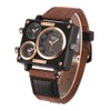 Oulm 3595 Mens Watch Analog Coffee Leather Strap 3 Sub-dials