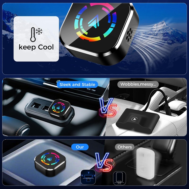 YOUKOYI Wireless CarPlay Car Adapter - Instant Cable to Wireless