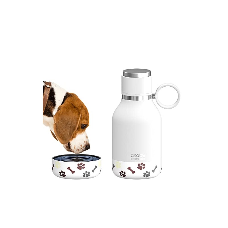 Asobu Cuenco para perro unido a botella de viaje aislada
