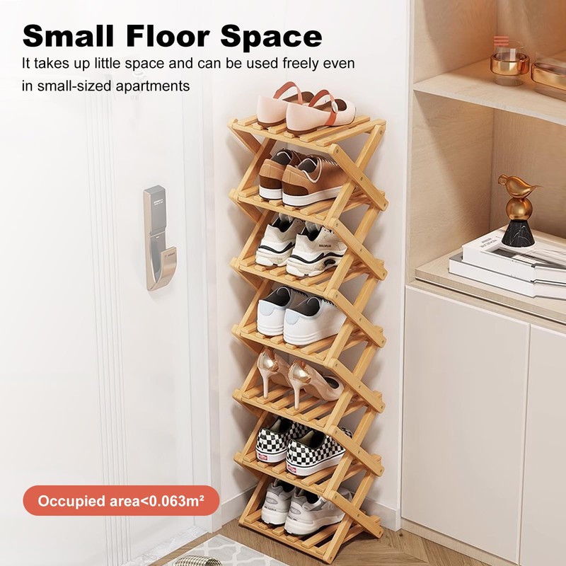 Simcat Wood Shoe Rack Foldable Shoe Organizer Shoe Storage for