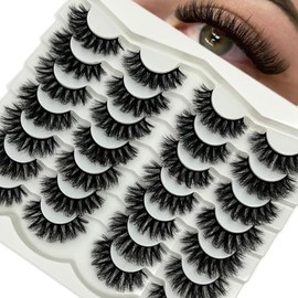 VOCOAK Mink Lashes D Curl False Lashes Strip Volume Fluffy False Eyelashes Bulk 18mm Long Dramatic Fake Eyelashes Pack
