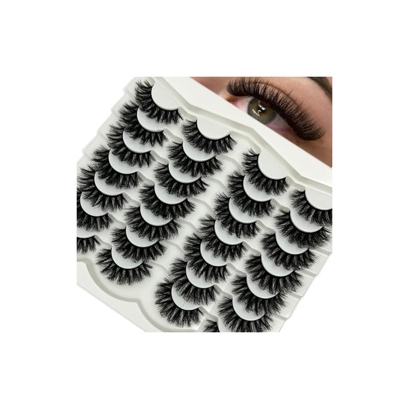 VOCOAK Mink Lashes D Curl False Lashes Strip Volume Fluffy