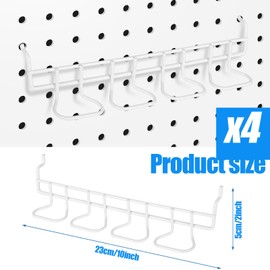 Coume 4 Pieces Pegboard Screwdriver Holders, Stainless Steel Pegboard Pliers Tool Hangers Shelving Display Hooks Organizer Multi Ring Tool Holders Accessories Racks for Shop Store Supermarket(White)