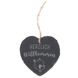 Spruchreif Small Slate Heart with Engraving Slate Heart with Saying Slate Board in Heart Shape with Cord for Hanging Wall Decoration with Sayings Slate Door Sign Decorative Heart Welcome Sign
