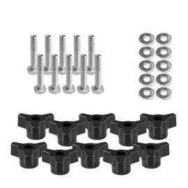 POWERTEC 71068 T Track Knob Kit with 1/4-20 by 1-1/2" Hex Bolts and Washers, Set of 10 T Track Bolts, T Track Accessories for Woodworking Jigs and Fixtures