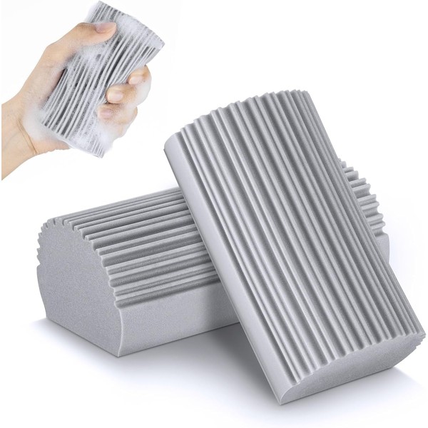 2-Pack Damp Dusting Sponge Duster – Reusable Cleaning Sponges with
