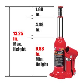 BIG RED T90203B Torin Hydraulic Welded Bottle Jack, 2 Ton (4,000 lb) Capacity, Red | BIG RED