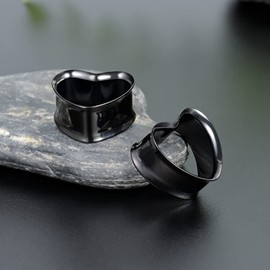 COOEAR 1 Pair Stainless Steel Gauges For Ears Heart Shape Ear Tunnels Plugs Flesh Stretchers Expander 0g to 1 Inch.