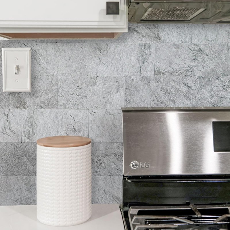 AULIGET 20-Piece Light Slate Peel and Stick Backsplash Wall Tiles,