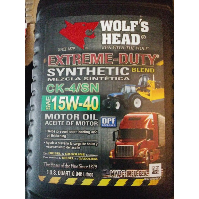 WOLF'S HEAD 6 QUART WOLF'S HEAD MOTOR OIL SYNTHETIC BLEND