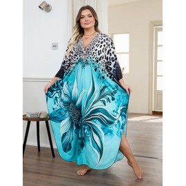 Kaftan Dress for Women - Plus Size Caftan Maxi Beach Dress Moo Moos Loungewear, Swimsuit Cover Up for Beach, Pool or Vacation