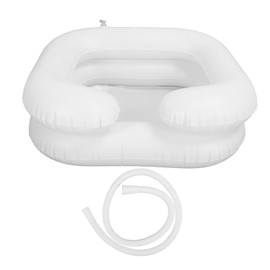 Bedside Shampoo Basin PVC Inflatable Hair Washing Basin with 3.3ft Drain Hose for Elderly Disabled