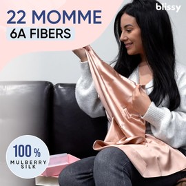 Blissy Silk Pillowcase - 100% Pure Mulberry Silk - 22 Momme 6A High-Grade Fibers - Silk Pillow Cover for Hair & Skin - Regular, Queen & King with Hidden Zipper (King, Rose Gold)