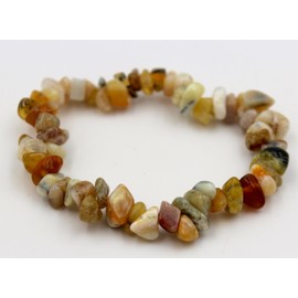 Taddart Minerals - Yellow Chip Bracelet Made from Natural Gemstone Opal on Elastic Nylon Thread - Handmade, Rubber, Opal