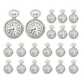 PATIKIL Watch Clock Charm Pendant, 20 Pcs Alloy Enamel Retro Vintage Pocket Watch Charm for Woman Necklace Earring Bracelet Jewelry Making and DIY Crafts, Dark Silver, 0.67 x 0.5 Inch