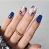 24PCS Short False Nails with Glue Stickers,Coffin Full Cover Acrylic