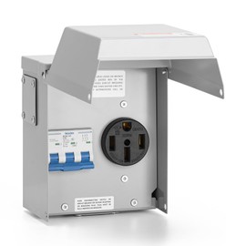 50 Amp Temporary RV Power Outlet with Breaker, Briidea Outdoor Breaker Box with NEMA 3R Waterproof Enclosure, Prewired, Five Pre-Reserving Holes for Easy Installation