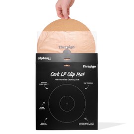 Thrapigo Anti-Static Cork Recessed Turntable Mat for improving sound quality and reducing vibration; Complete with Microfiber Cleaning Cloth