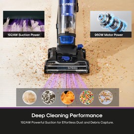 Eureka Lightweight Powerful Upright Vacuum Cleaner for Carpet and Hard Floor, PowerSpeed, New Model,Blue,black/New Model
