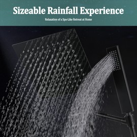 All Metal Rain Shower Head with Handheld Combo, YDmeet 8 Inch Rainfall Shower Head, 3-Way Brass Diverter, Stainless Steel Handheld Wand, 14" Adjustable Extension Arm, 71 Inch Hose, Matte Black.